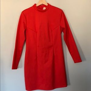 Nicki Minaj H&M long sleeve red dress, form fit